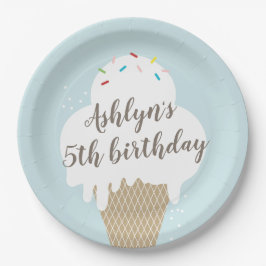アイスクリームコーン レインボースプリンクル 子供の誕生日 ペーパープレート