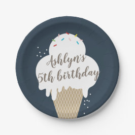 アイスクリームコーン レインボースプリンクル 子供の誕生日 ペーパープレート