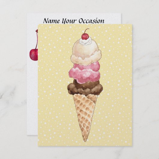 アイスクリームコーン 招待状 (正面/裏面)