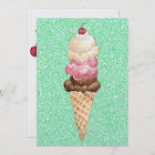 アイスクリームコーン 招待状 (正面/裏面)