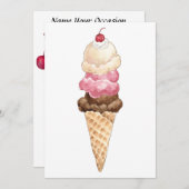 アイスクリームコーン 招待状 (正面/裏面)