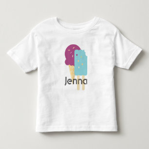 アイスクリームコーン 誕生日 夏 パーティー 名前 トドラーTシャツ