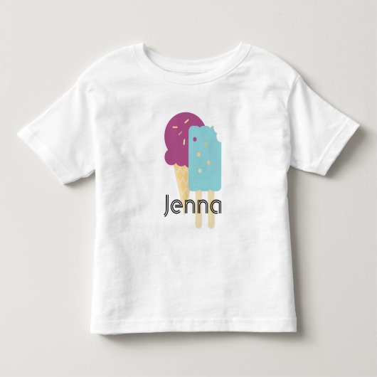 アイスクリームコーン 誕生日 夏 パーティー 名前 トドラーTシャツ (正面)