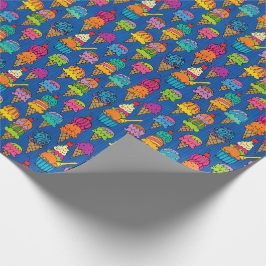 アイスクリームコーン（青） ラッピングペーパー (角)