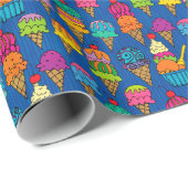 アイスクリームコーン（青） ラッピングペーパー (ロールコーナー)