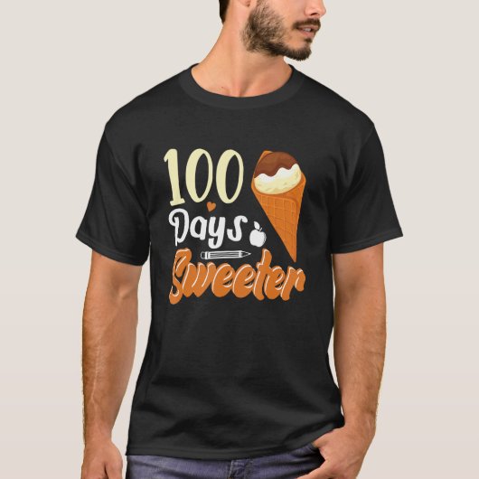 アイスクリームコーン 100日目の学校の先生 女の子用B Tシャツ (正面)