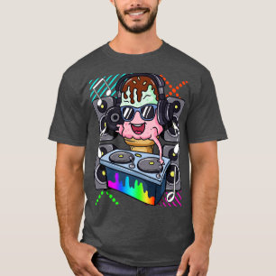 アイスクリームコーンDJダンスミュージック電子ヒップホップ Tシャツ