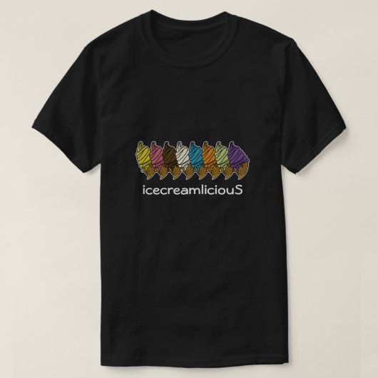 アイスクリームコーンicececreamlicioSカスタム文字ダーク Tシャツ (デザイン正面)