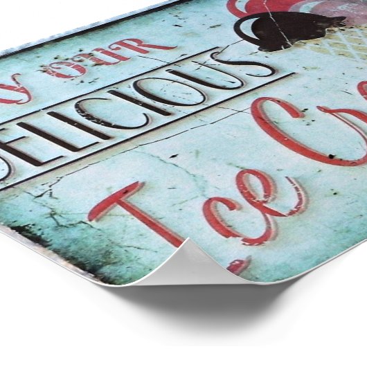 アイスクリームサインアンティークレプリカ ポスター (角)