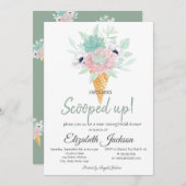 アイスクリームサクカントフラワーブライダルシャワー 招待状 (正面/裏面)