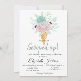 アイスクリームサクカントフラワーブライダルシャワー 招待状