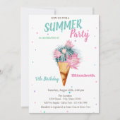 アイスクリームサボスフラワーズサマーバースデーパーティー 招待状 (正面)