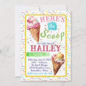 アイスクリームサマーウォーターカラー誕生日招待状 招待状 (正面)