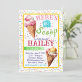 アイスクリームサマーウォーターカラー誕生日招待状 招待状 (スタンド正面)