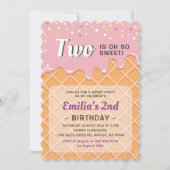 アイスクリームサマースイートベビーガールバースデーパーティー 招待状 (正面)