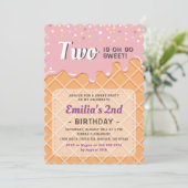 アイスクリームサマースイートベビーガールバースデーパーティー 招待状 (スタンド正面)