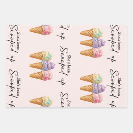 アイスクリームサマースコップアップブライダルシャワーのお願い ラッピングペーパーシート