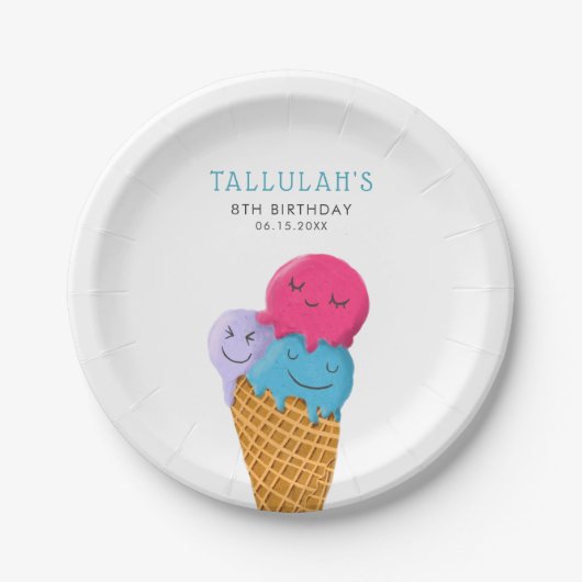 アイスクリームサマーバースデーパーティー ペーパープレート (正面)