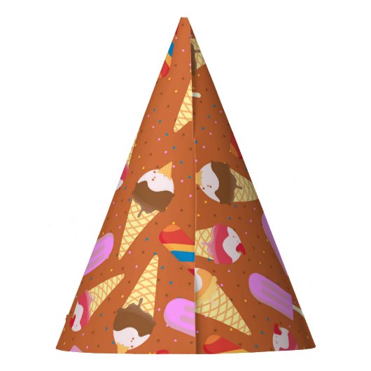 アイスクリームサマーパターンバースデーパーティー パーティーハット (裏面)