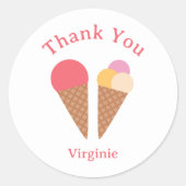 アイスクリームサンキューステッカー ラウンドシール (正面)