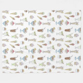 アイスクリームサンダデデザート模様ホワイト フリースブランケット (正面(横))