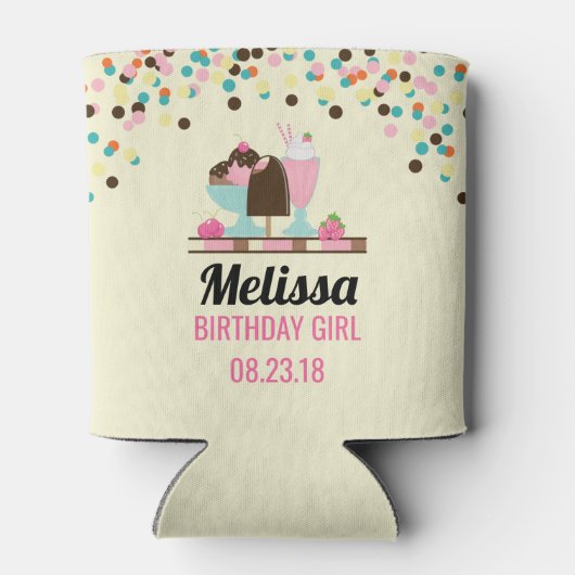 アイスクリームサンデサマリートリート誕生日ガール 缶クーラー (裏面)