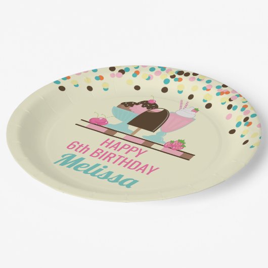 アイスクリームサンデサマリートリート誕生日 ペーパープレート (アングル)