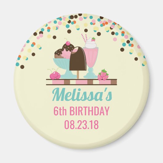 アイスクリームサンデサマリートリート誕生日 マグネット (正面)