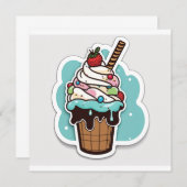 アイスクリームサンデステッカー ノートカード (正面/裏面)