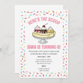 アイスクリームサンデソーシャルウォーターカラー誕生日 招待状 (正面/裏面)