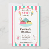アイスクリームサンデソーシャルバースデーパーティーの招待 招待状 (正面)
