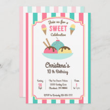 アイスクリームサンデソーシャルバースデーパーティーの招待