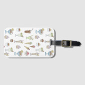 アイスクリームサンデデザートパターン白 ラゲッジタグ (正面横)