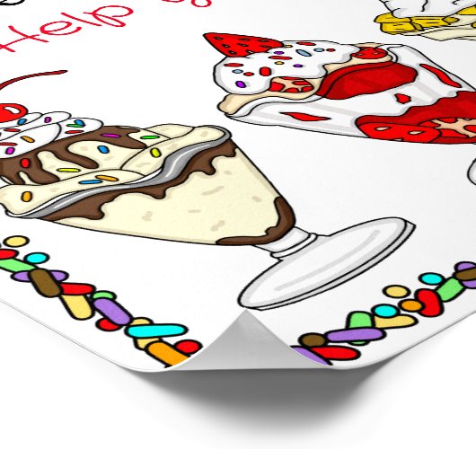 アイスクリームサンデバー |の結婚または赤ちゃんシャワーのサイン ポスター (角)