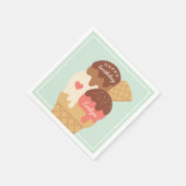 アイスクリームサンデパーソナライズされた子供の誕生日パーティー スタンダードカクテルナプキン (角)