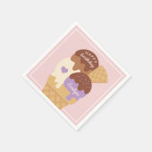アイスクリームサンデパーソナライズされた子供の誕生日パーティー スタンダードカクテルナプキン (角)