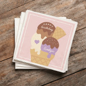 アイスクリームサンデパーソナライズされた子供の誕生日パーティー スタンダードカクテルナプキン