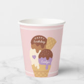アイスクリームサンデパーソナライズされた子供の誕生日パーティー 紙コップ (正面)
