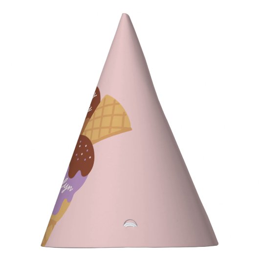 アイスクリームサンデパーソナライズされた子供の誕生日 パーティーハット (右)