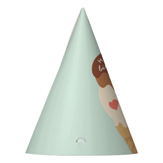 アイスクリームサンデパーソナライズされた子供の誕生日 パーティーハット (左)