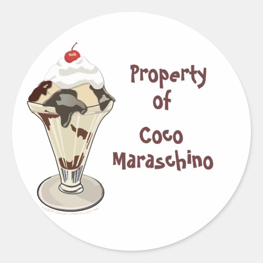 アイスクリームサンデホットファッジカスタムステッカー ラウンドシール (正面)