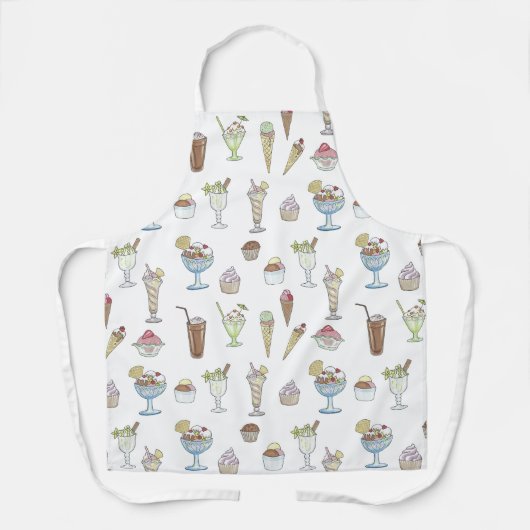 アイスクリームサンデーおいしいデザートのパターン エプロン (正面)