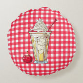 アイスクリームサンデーとシェイクレッド市松模様に ラウンドクッション (裏面)