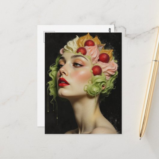 アイスクリームサンデーとフルーツヘア ポストカード (正面/裏面インサイチュ)