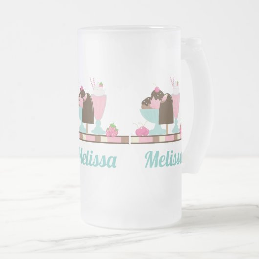 アイスクリームサンデーと他のおいしいお菓子 フロストグラスビールジョッキ (正面右)