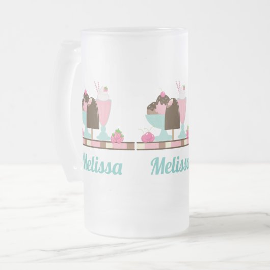 アイスクリームサンデーと他のおいしいお菓子 フロストグラスビールジョッキ (正面左)