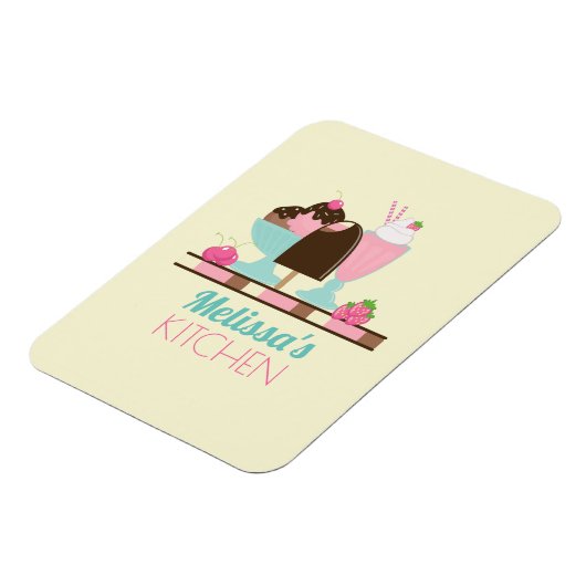 アイスクリームサンデーと他のおいしいお菓子 マグネット (左側)