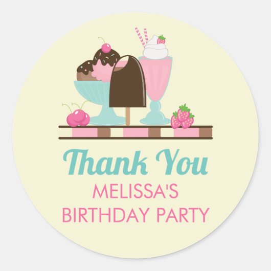 アイスクリームサンデーと他のおいしいパーティー ラウンドシール (正面)