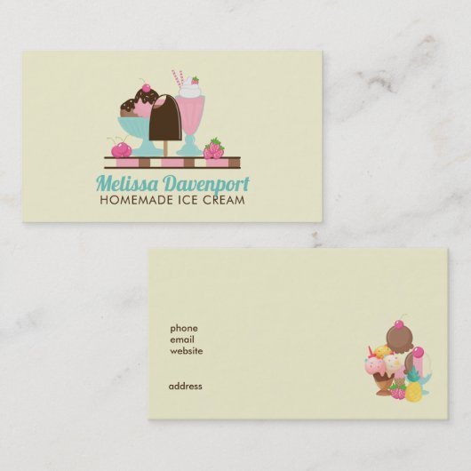 アイスクリームサンデーなど美味しいお菓子 名刺 (正面/裏面)