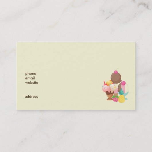 アイスクリームサンデーなど美味しいお菓子 名刺 (裏面)